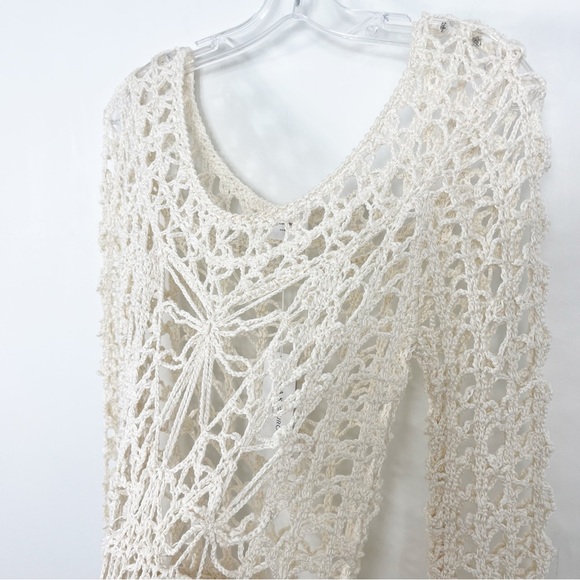 Anna Kosturova Handmade Crochet Knit Long Sleeve Maxi Dress Size Small NWT Cream - Picture 4 of 12